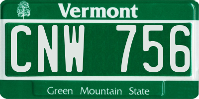 VT license plate CNW756