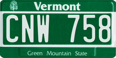 VT license plate CNW758