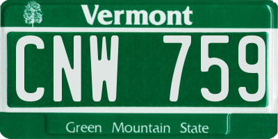 VT license plate CNW759
