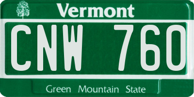 VT license plate CNW760