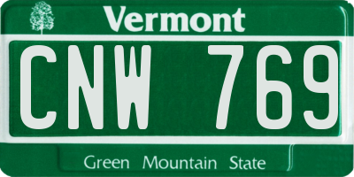 VT license plate CNW769