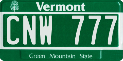 VT license plate CNW777