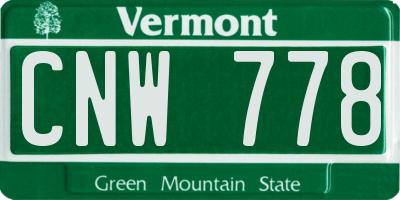 VT license plate CNW778