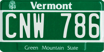 VT license plate CNW786