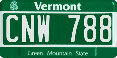 VT license plate CNW788