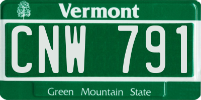 VT license plate CNW791