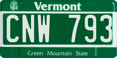 VT license plate CNW793
