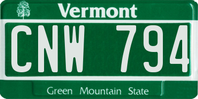 VT license plate CNW794