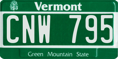 VT license plate CNW795