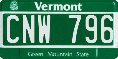 VT license plate CNW796