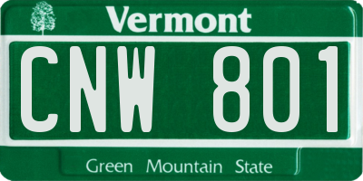 VT license plate CNW801