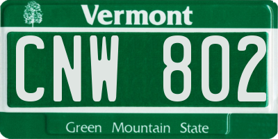 VT license plate CNW802