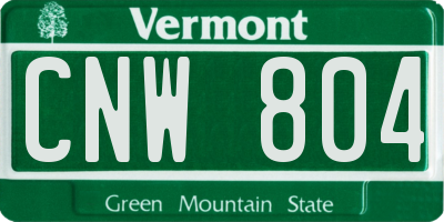 VT license plate CNW804