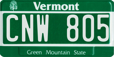 VT license plate CNW805