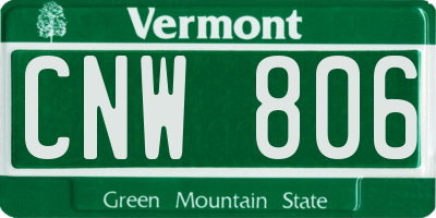 VT license plate CNW806