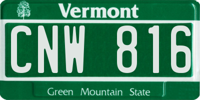 VT license plate CNW816