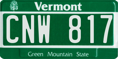 VT license plate CNW817