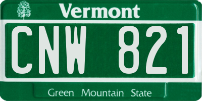VT license plate CNW821