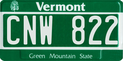 VT license plate CNW822