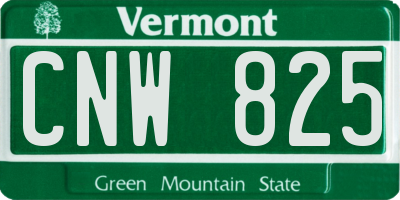 VT license plate CNW825