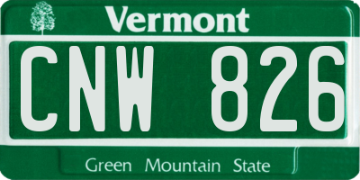 VT license plate CNW826