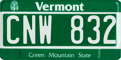 VT license plate CNW832