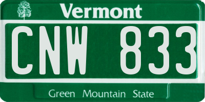 VT license plate CNW833