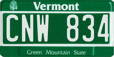 VT license plate CNW834
