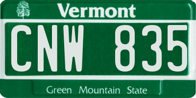 VT license plate CNW835