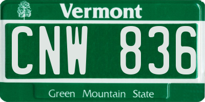 VT license plate CNW836