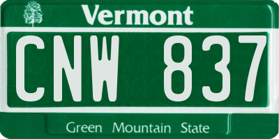 VT license plate CNW837