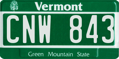 VT license plate CNW843