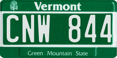 VT license plate CNW844