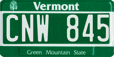 VT license plate CNW845