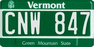 VT license plate CNW847