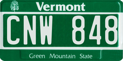 VT license plate CNW848