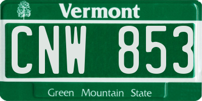 VT license plate CNW853