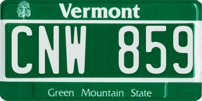 VT license plate CNW859