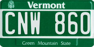 VT license plate CNW860
