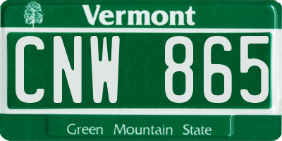 VT license plate CNW865
