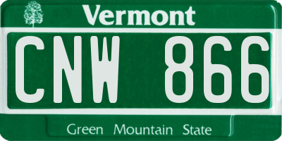 VT license plate CNW866