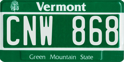 VT license plate CNW868