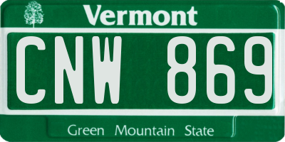 VT license plate CNW869