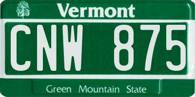 VT license plate CNW875