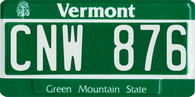 VT license plate CNW876