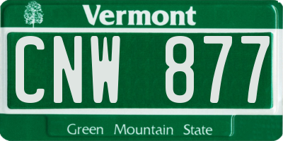 VT license plate CNW877