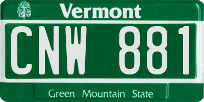 VT license plate CNW881