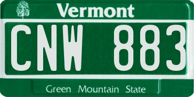 VT license plate CNW883