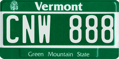 VT license plate CNW888