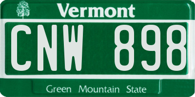 VT license plate CNW898